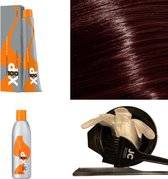 XP100 haarverf pakket kleur 4.5  Middenbruin & Mahonie (1x 100ML) met 3% waterstof ( 1x 250ML) incl verfbakje, kwast, maatbeker, puntkam en handschoenen