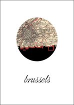 Steden Poster - Brussels Skyline - Wandposter 60 x 40 cm