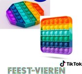 Pop it set - 2x Fidget toy - pop bubble - regenboog - set - tiktok