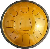 LIDAH® Steel Tongue Drum - Equinox Zephyr Series - 36 cm Handpan + Muziekboekje - voor Kinderen en Volwassenen - Lotus Yoga Klankschaal - Gold