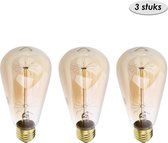 Edison kooldraad lamp, vintage retro gloeilamp, filament antiek bulb, E27 grote fitting 60 watt- ST64 Eekhoorn Retro Lights