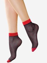 Lores pantysokken met stippen Pois 20DEN zwart/rood, one size