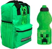 Minecraft rugzak - backpack - 38 cm hoog / 27 cm breed / 13 cm diep + Drinkfles (18 cm hoog - 400 ml)