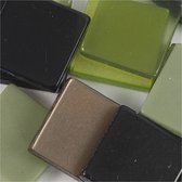 Mini mozaiek, afm 10x10 mm, dikte 2 mm, groen glitter, 25 gr/ 1 doos