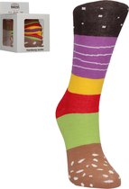 OHNO Cadeau Artikelen Funny Hamburger Sokken - Multipack Sokken - Multicolor, Cadeauverpakking
