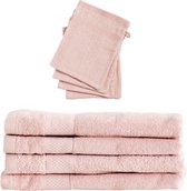 Set 4x Badhanddoeken 70x140 + 4x Washandjes - Zacht roze - Hotelkwaliteit