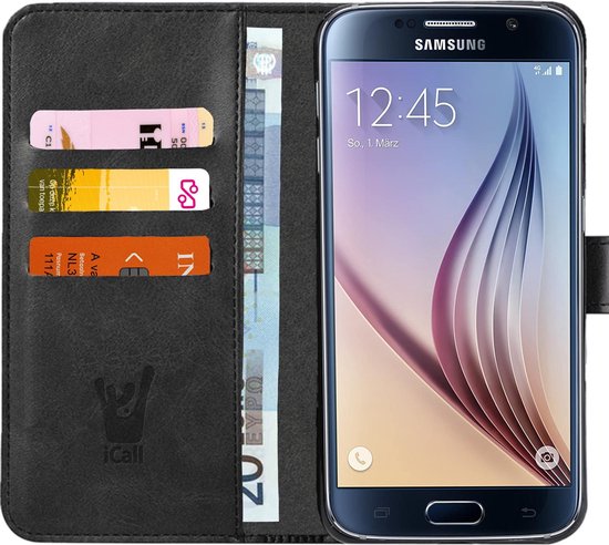 Hoesje voor Samsung Galaxy S6 Edge Book Case Portemonnee - Cover voor 3  Pasjes Zwart | bol.com