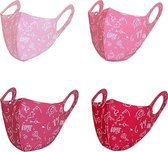 Wasbaar mondkapje - love - pink - assortiment - Volwassene (4 stuks)