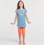 Woody pyjama meisjes - blauw-rood gestreept - zeemeeuw - 211-1-BAB-S/983 - maat 152