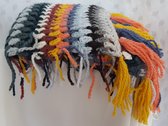 LIBOZA - Gehaakt - Sjaal - Lekker zachte, warme sjaal - Vrolijke kleuren - incl. mini-sleutelhanger - Cadeau - Handgemaakt - 155 x 27 cm - 80% acryl-20% wol - Franje - ingepakt in vloeipapier