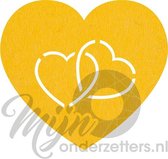 Hart in hart vilt onderzetters  - Geel - 6 stuks - 10 x10 cm - Tafeldecoratie - Glas onderzetter - Valentijn - Cadeau - Woondecoratie  - Tafelbescherming - Onderzetters voor glazen