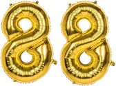 88 Jaar Folie Ballonnen Goud - Happy Birthday - Foil Balloon - Versiering - Verjaardag - Man / Vrouw - Feest - Inclusief Opblaas Stokje & Clip - XXL - 115 cm