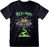 Rick And Morty Heren Tshirt -XL- Spaceship Zwart