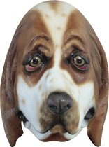 Partychimp Hoofdmasker Basset Hond Latex Bruin/wit One-size