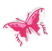 Roze Witte Vlinder Strijk Patch 10,5 x 6 cm