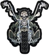 Skelet Motor XXL Biker Strijk Embleem Patch 28.8 cm / 31.5 cm / Zwart Legergroen Beige