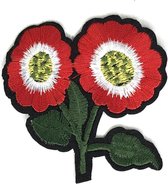 Rode Anemoon Bloemen Strijk Patch 7 x 7 cm