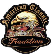 American Classic Tradition Biker XXL Strijk Embleem 28.5 cn / 28.5 cm / Bruin Zwart Oranje Beige