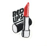 Lipstick Strijk Patch Met Red Lipstick Tekst 3.1 cm / 5.2 cm / Rood Wit Zwart