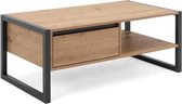 DENVER Salontafel met 1 lade - IndustriÎle stijl - Metaal - Decor eiken artisanaal / antraciet - L 100 x D 55 x H 40 cm