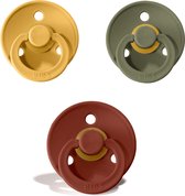 Bibs fopspeen 0-6 maanden|Set 3 Stuks|Honey bee, Olive, Rust|Maat 1|T1