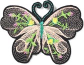 Artistiek Geborduurde Vlinder Strijk Emblemen In Verschillende Kleuren 8,7 x 6,8 cm licht roze