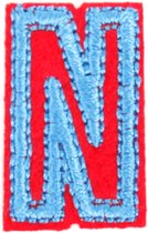 Alfabet Letter Strijk Embleem Patches Rood Blauw 3 x 2 cm / Letter N