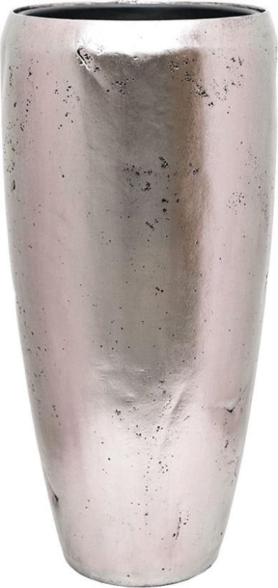 Onderdrukker uitbreiden zuurgraad Frigus vaas zilver 85cm hoog | Hoge vaas met een rauwe metallic zilveren  finish |... | bol.com