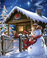 Diamond Painting - Sneeuwpop voor kerst huisje - Seos shop