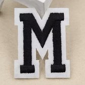 Alfabet Letters Strijk Embleem Patches Zwart Wit Letter M / 4 cm / 5 cm
