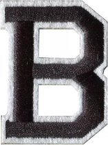Alfabet Strijk Letter Embleem Patches Zwart Wit Dun Randje Letter B / 4 cm / 5 cm