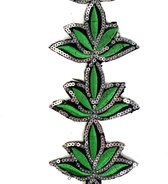 Yackalasi Paillette Lotus Bloemen Strijk Sjerp Cosplay Band Lint 430 x 5 cm Bloem Groen Zilver