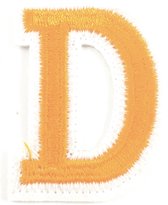 Alfabet Letter Strijk Embleem Patch Oranje Wit Letter D / 3.5 cm / 4.5 cm