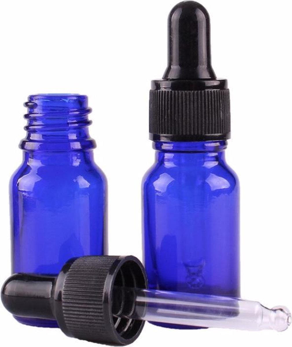 Donkerblauw glazen pipetflesje 10 ml - glas - Aromatherapie