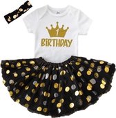 Birthday 1 met kroon, verjaardag set, eerste verjaardag, fotoshoot, kleedje, setje Denise (mt 80)