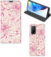 Magnet Case Xiaomi Mi 10T | 10T Pro Telefoon Hoesje Roze Bloemen