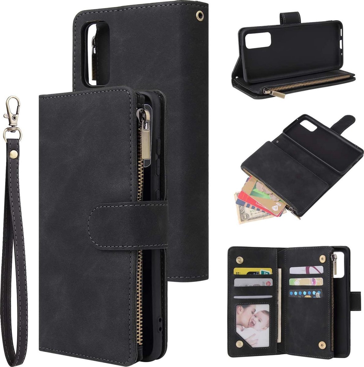 Geschikt voor Samsung Galaxy S20 Bookcase - Zwart - Portemonnee hoesje