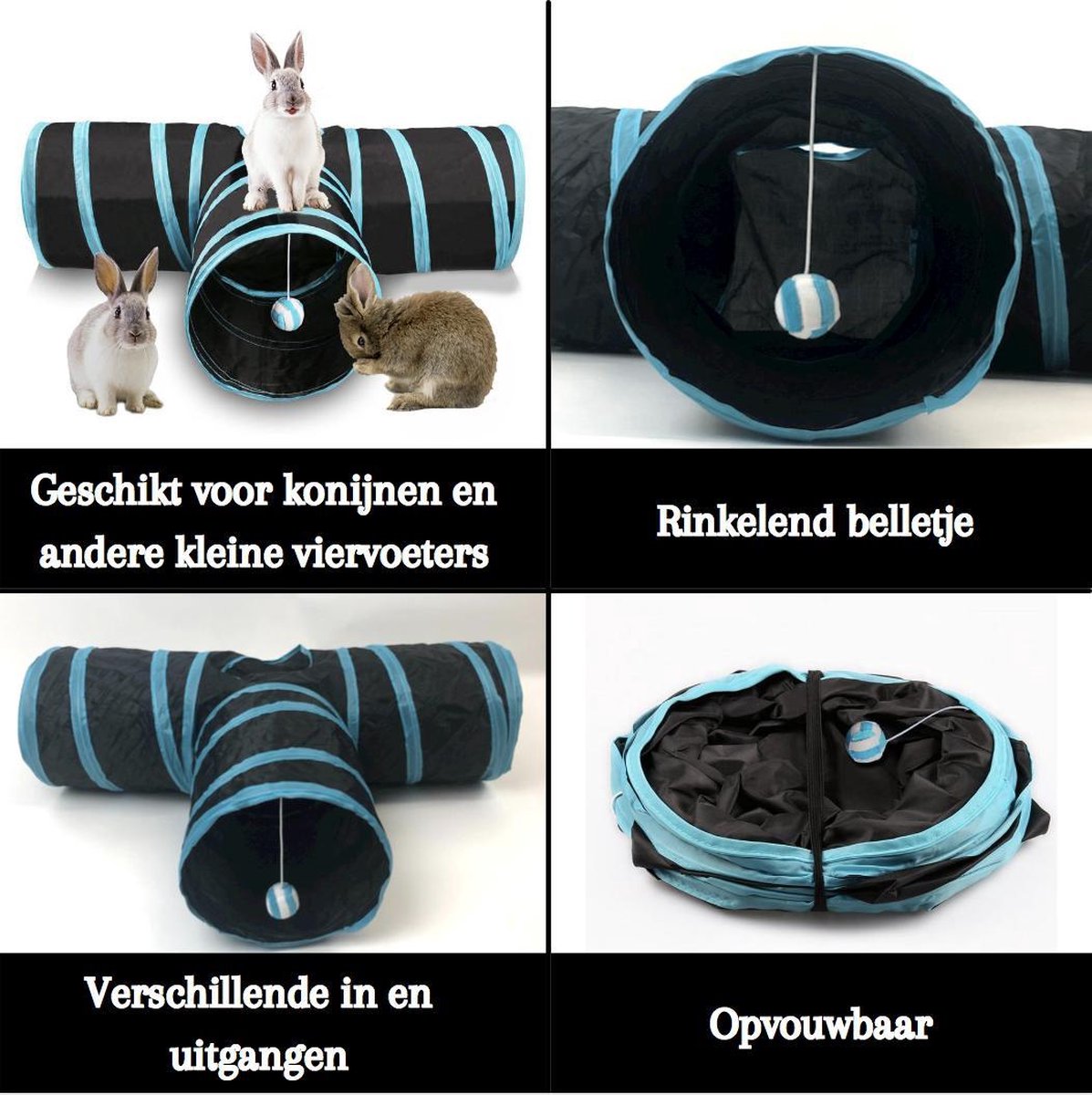 Kattentunnel opvouwbaar regenboog-tunnel met speelbal voor binnenkatten - kittens - puppy's Kattentunnel opvouwbaar regenboog-tunnel met speelbal voor binnenkatten - kittens - puppy's