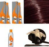 XP100 haarverfpakket kleur 5.20  Lichtbruin & Violet & Natuur (2x 100ML) met 6% waterstof ( 1x 250ML) incl verfbakje, kwast, maatbeker, puntkam en handschoenen