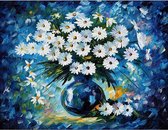 Diamond Painting Volwassenen - Witte margriet - fotoformaat 40x50cm - Volledige dekking - Ronde steentjes - Bloemen