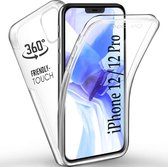Apple iPhone 12 Case - Transparant Siliconen - Voor- en Achterkant - 360 Bescherming - Screen protector hoesje - (0.4mm)