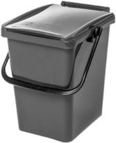 Kliko afvalbak - 10 liter - grijs - met deksel - papier - restafval - GFT - afval scheiden - 30 cm hoog - 10 l