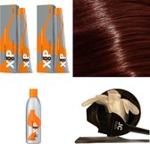 XP100 haarverfpakket kleur 6.66  Donkerblond & Rood intensief (2x 100ML) met 9% waterstof ( 1x 250ML) incl verfbakje, kwast, maatbeker, puntkam en handschoenen