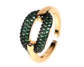 Ring met groene steentjes | goud gekleurd