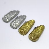 By Lho Haarknipjes Glitter Zilver Goud voor Meisjes 4 stuks Knipjes 3,5cm Haarclipjes - Voor Meisje - Baby's