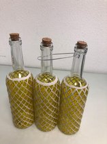 Decoratieve fles - 3 stuks - geel - mozaiek