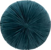 Sierkussen - Velvet Diameter - Blauw En Petrol - 40 Cm X 40 Cm