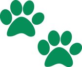 Hondenpootje / hondenpootjes - groen - autostickers - 2 stuks - 7 cm x 5,5 cm