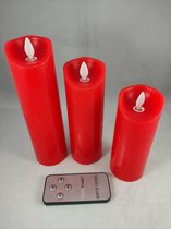 FDL Moviflame Set van drie Led Kaarsen Rood met afstandsbediening