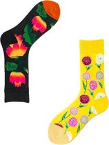 Binkie Socks Box | 2 Paar Leuke Sokken | Flower Power Sokken | Warme Sokken Unisex | Maat 43-46